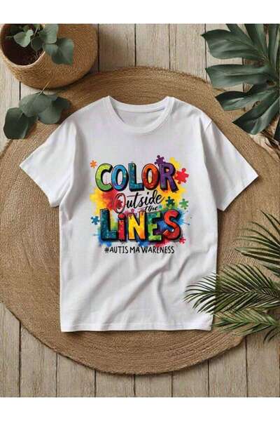 23ERVA Women's Autism Awareness Vintage Puzzle Piece Graphic T-Shirt, Colorfu...