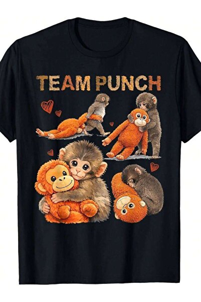 NOURAM Men's Funny Baby "Punch Team Punch" T-Shirt, Cute Cartoon Monkey Patte...
