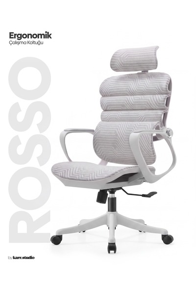 KARR OFFICE Rosso Ergonomik Çalışma Koltuğu - Sabit Kolçak - Beyaz