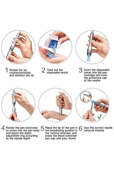 STERILANCE قلم وخز للحجامة ثلاث أبر بدون ألم مع علبة ابر مقاس 21ملم