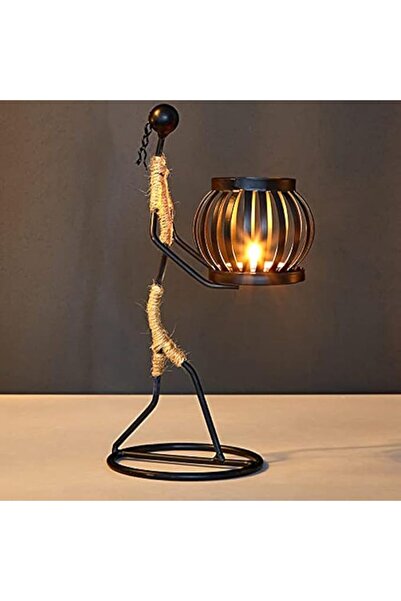 GENERAL Black Retro Candle Holder African Tribal Lady Rustic Candlestick Hold...