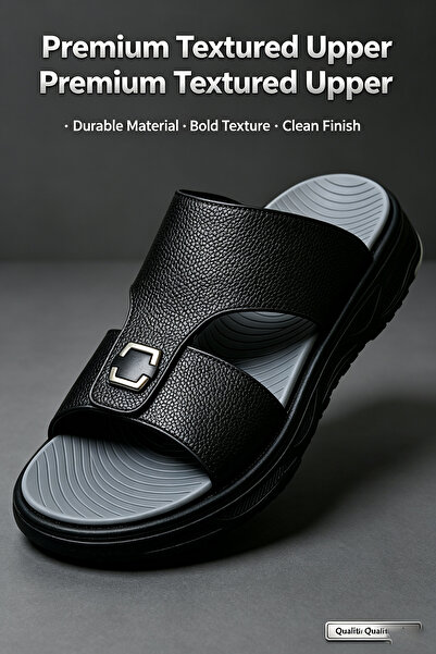 NajdEva Shop Men Premium Leather Slides Saudi Local Made, Fashion Ergonomic S...