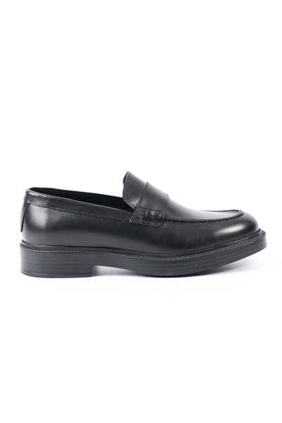 Tuna Genuine Antique Leather Black Loafer Men's Shoes - E4291