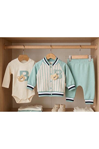 Efemkids B Embroidered 3-Piece Baby Boy Set 0-3 Months 3-6 Months 6-9 Months ...
