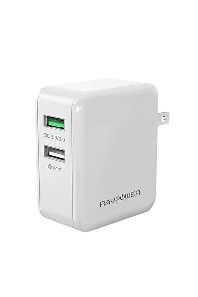 RavPower شاحن حائط بمنفذين QC3.0 بقوة 30 واط (RP-PC006) - أبيض