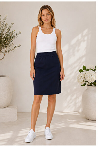 Olse High Waist Above the Knee Stylish Fabric Pencil Skirt