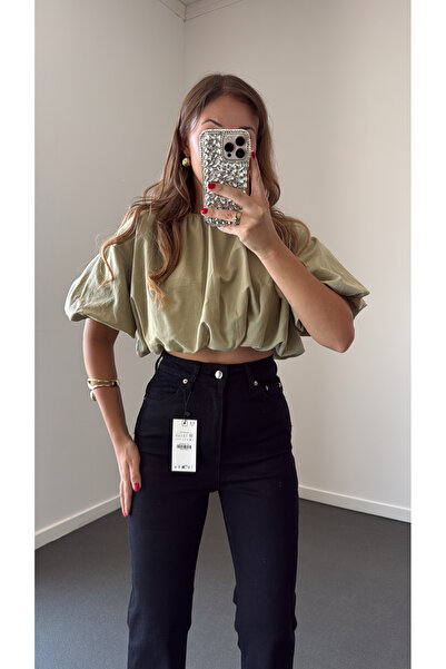Narferita Luna Balon Form Crop Bluz