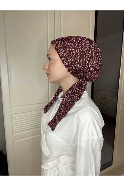 Anatolye Burgundy Floral Pattern Mio Scarf Bonnet - Non-Slip, Anti-Sweat (Non...