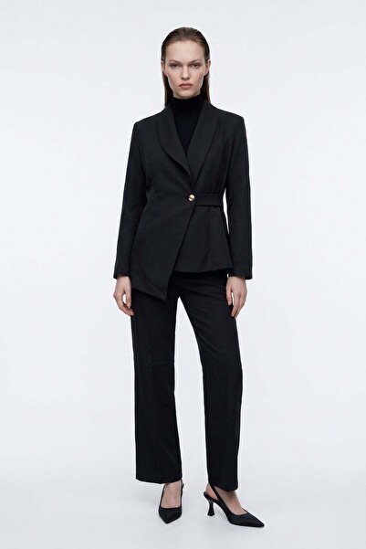 HAKKE Double-Breasted Closure Blazer Jacket Trousers Woven Bottom - Top Set