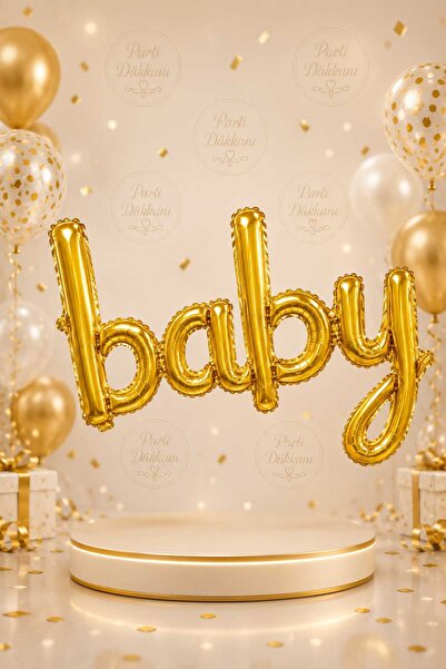 Parti Dükkanı Gold Baby Foil Letter Balloon Set 40 Inch 100 cm Baby Shower Pa...