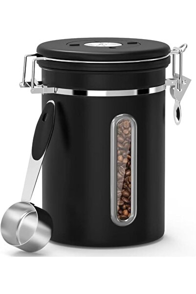 U-HOOME U HOOME Airtight Coffee Canister with Window,Stainless Steel Kitchen ...
