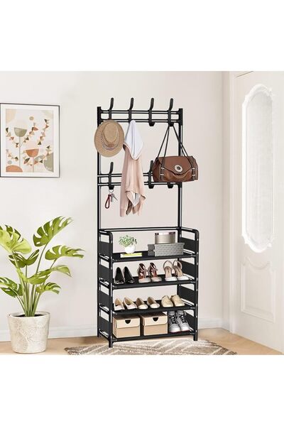 GENERAL Coat Rack with Shoe Storage - Hall Tree |Metal Shoe Rack Coat Rack Co...