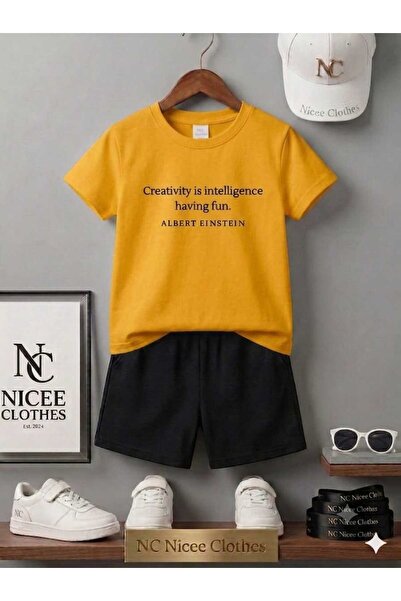 Leto Lykia Summer Children's T-Shirt Shorts Unisex (Albert Text Printed)