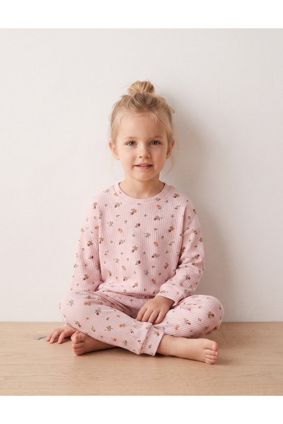 MiniKids Pijama roz cu floricele, premium