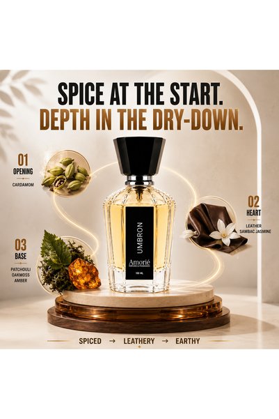 Amorie PERFUMES & FRAGNANCE Amorié PERFUMES & FRAGRANCES UMBRON Eau de Parfum for Men 100ML, Cardamom Leather Jasmine & Woody Amber Scent, Sophisticated Masculine Perfume for Business, Evening & Special Occasions