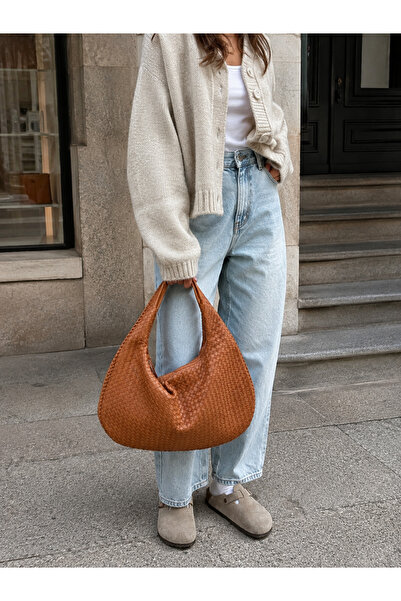 Miesse Women's Casual Knitted Textured Hobo Bag - Tan