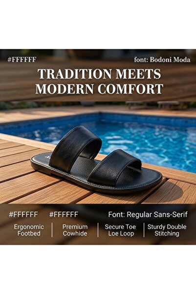 Generic Brand Luxury Genuine Leather Men's Double Strap Slide Sandals, Cushio...