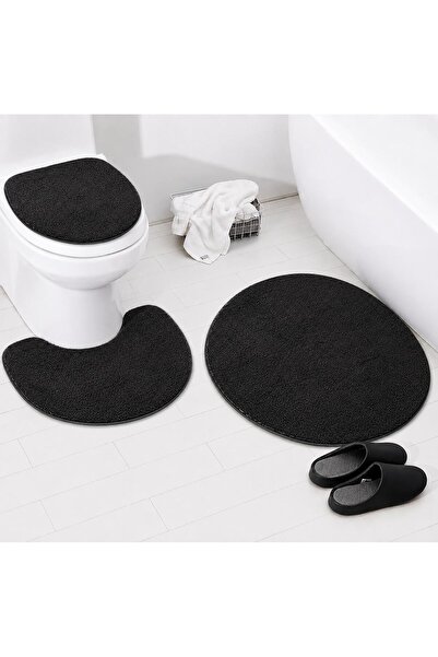Banyo Paspası Klozet Takımı 3 Lü Shaggy 80x80 Yuvarlak/50x54 /36x45