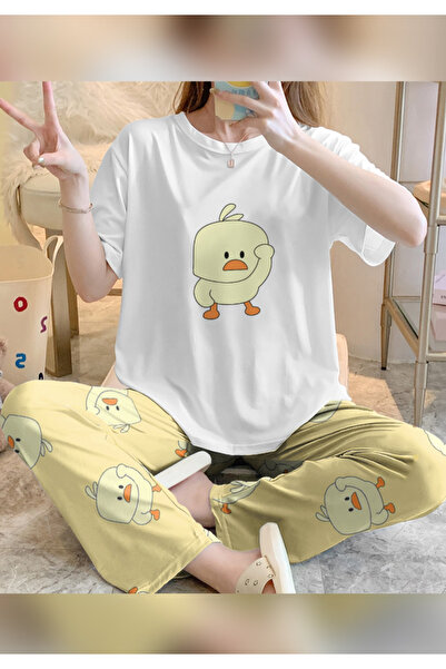 kuzey homewear Short Sleeve Chick White Pajama Set