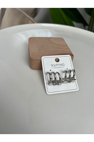 XUPING JEWELRY Çoklu görünüm yıldız detay gümüş renk küpe