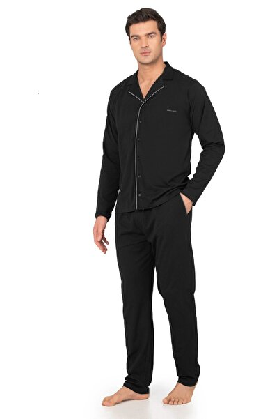 Pierre Cardin Men's Pajama Set, Cotton, Front Buttoned, Pocketed & Shirt Coll...