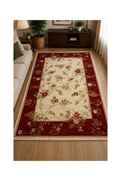 DeltaDesign CovorSufragerie/Dormitor, Model 551/120, Crem/Rosu