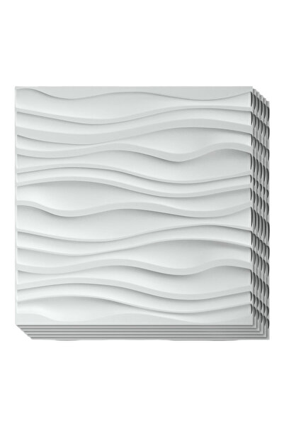 OtherMax Panouri de perete 3D din PVC decorativ, ondulate, albe, 12 buc. 50 x...