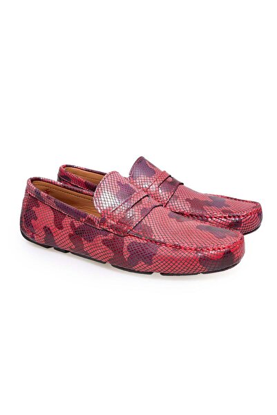 FRANCO CALVANI Red Color Laceless Genuine Leather Men's Shoes