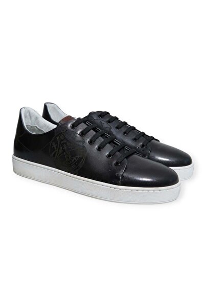 FRANCO CALVANI Black Color Lace-Up Genuine Leather Men's Shoes