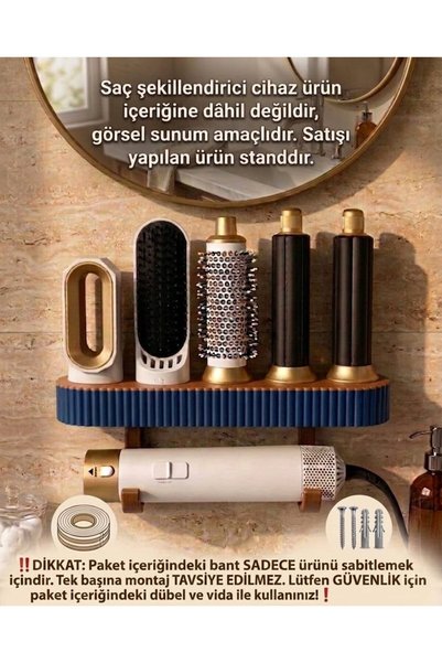 NEXUSS DESIGN Hair Styling Stand Organizer Wall Shelf Prussian Blue Appliance Organizer Bathroom Hanger Domestic Production