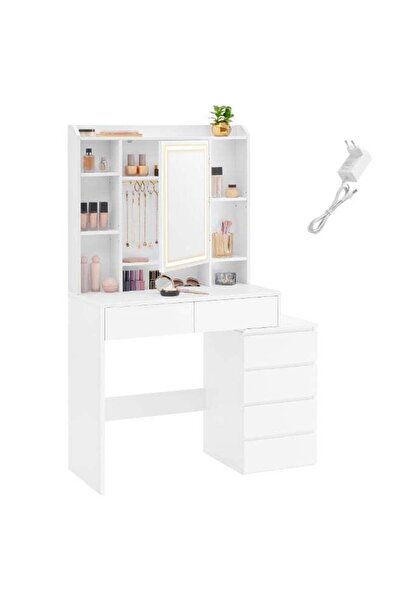 VASAGLE Dressing Table with LED Lights, Adjustable Brightness, 40 x 97.5 x 14...