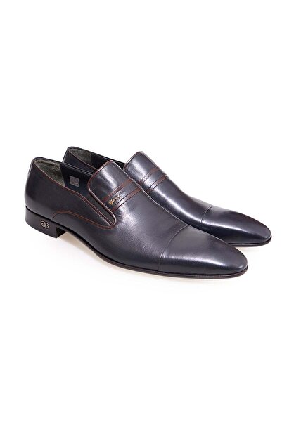 FRANCO CALVANI Dark Blue Color Laceless Genuine Leather Men's Shoes