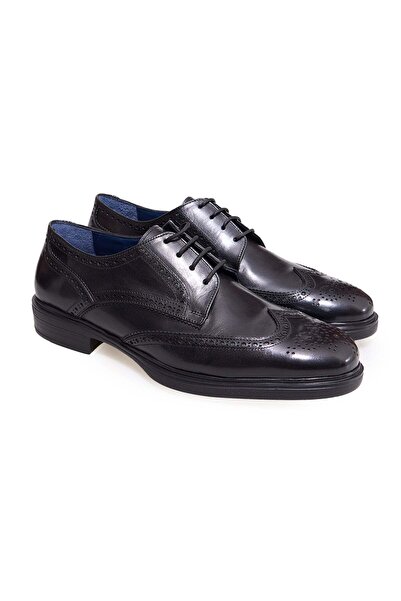 FRANCO CALVANI Black Color Lace-Up Genuine Men's Shoes