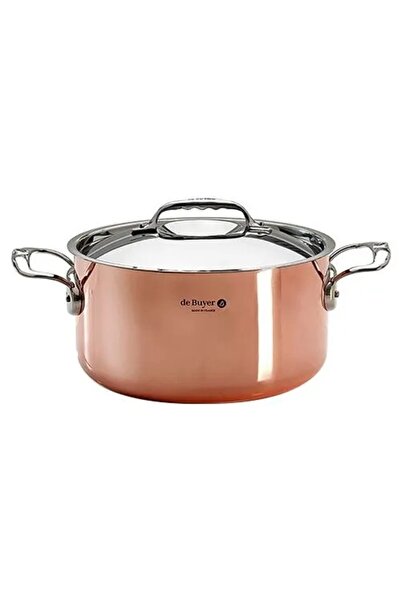 De Buyer Oală de cupru înaltă cu capac 28 cm Prima Matera