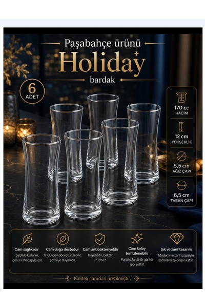 Paşabahçe 6-Piece Heybeli Rakı Glass Set 170 Cc, High-Quality Elite Product