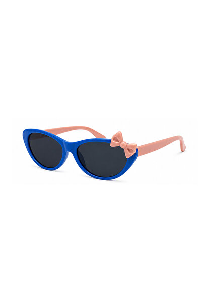 Toz Vintage Puvino Blue Bone Frame Pink Handle Bow Detailed Cat Eye Children'...