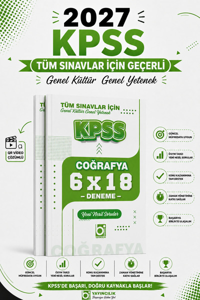 Bigelio Yayıncılık Bigelio 2027 KPSS Tüm Sınavlar İçin Coğrafya 6 x 18 Deneme...