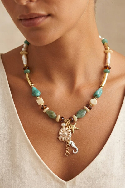 PETEK AKSESUAR Acrylic Design Sea Star Seahorse Necklace