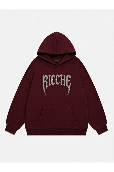 Mad&Calf Women's Ricche Stone Printed Hooded Oversize Sweatshirt