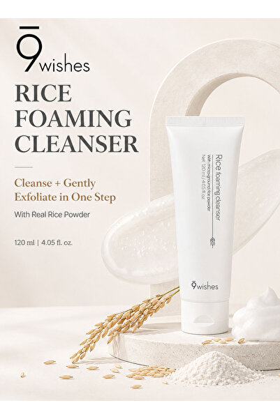 9WISHES Rice Foaming Cleanser 120ml / 4.05 fl oz – Korean Face Wash with 30% ...
