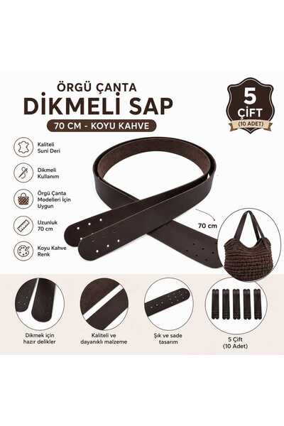 aurellen 5 Çift 70 cm Dikmeli Suni Deri Çanta Sapı – Örgü Çanta Sapı, Deri Ça...