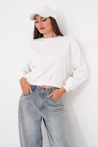 ŞİMAL Women's Oversize Short Sweatshirt 265122 -