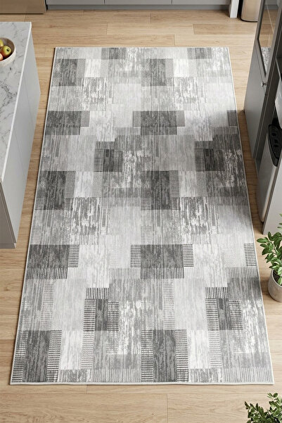 Raschel Carpet Premium Yıkanabilir Leke Tutmaz Modern Mutfak Halısı Modern Gr...