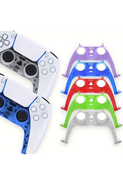 Generic Black PS5 Controller Decorative Strips Shell Transparent Protective C...