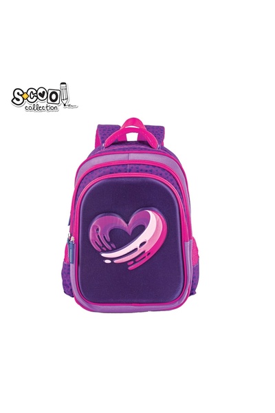 S COOL Ghiozdan fete neechipat S-COOL 3D Heart, 38x35x20 cm