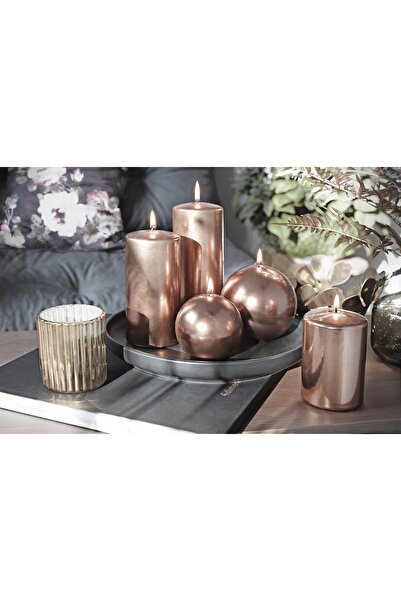 NO BRAND Set de lumânări decorative cu efect de oglindă ROSE GOLD ARTMAN