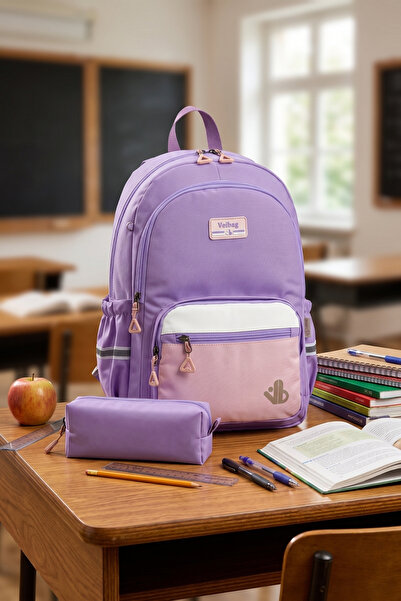 byhakan Vb Metro School Bag with Pen Holder Backpack Lila