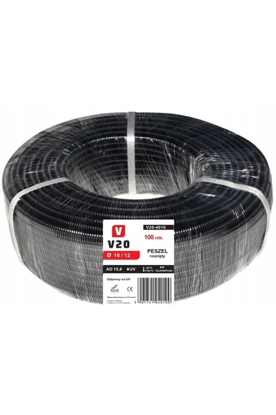 NO BRAND Furtun auto V20 tubular ondulat 16/12 mm 100m