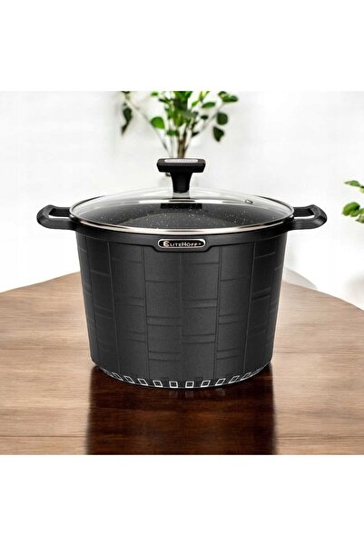 Elitehoff Vase de gătit din granit cu capac 24cm 6.5L E-7032