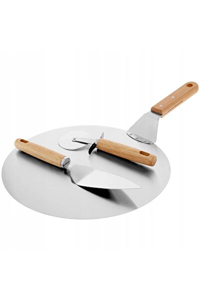 NO BRAND Lopată de pizza de 30 cm + accesorii: cuțit de tăiat, spatulă de ser...